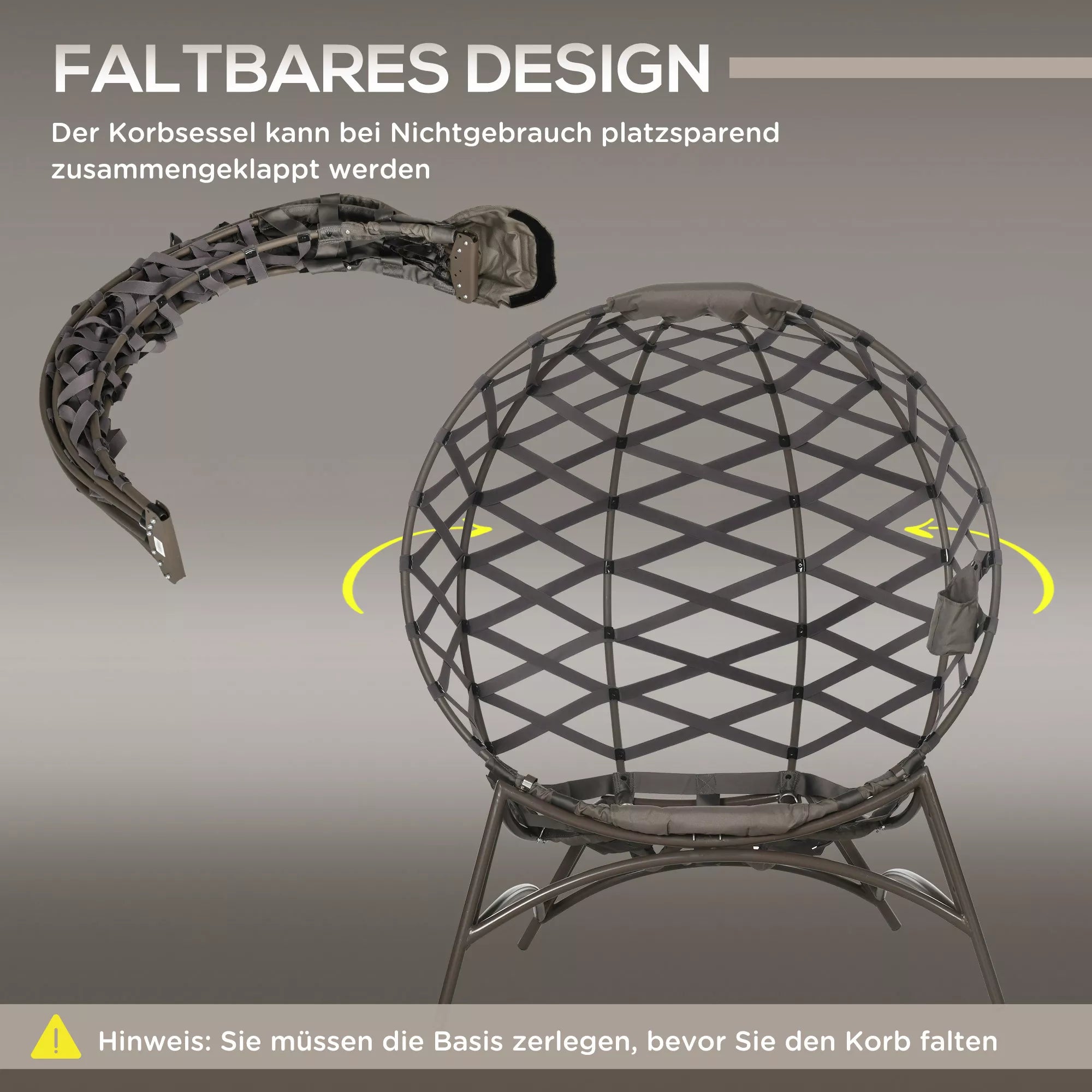 Sodo kėdžių rinkinys, 2 vnt., taburetė/staliukas, didelė sėdimoji pagalvėlė, plieninis rėmas, spalva: smėlio, 118 x 75 x 142 cm