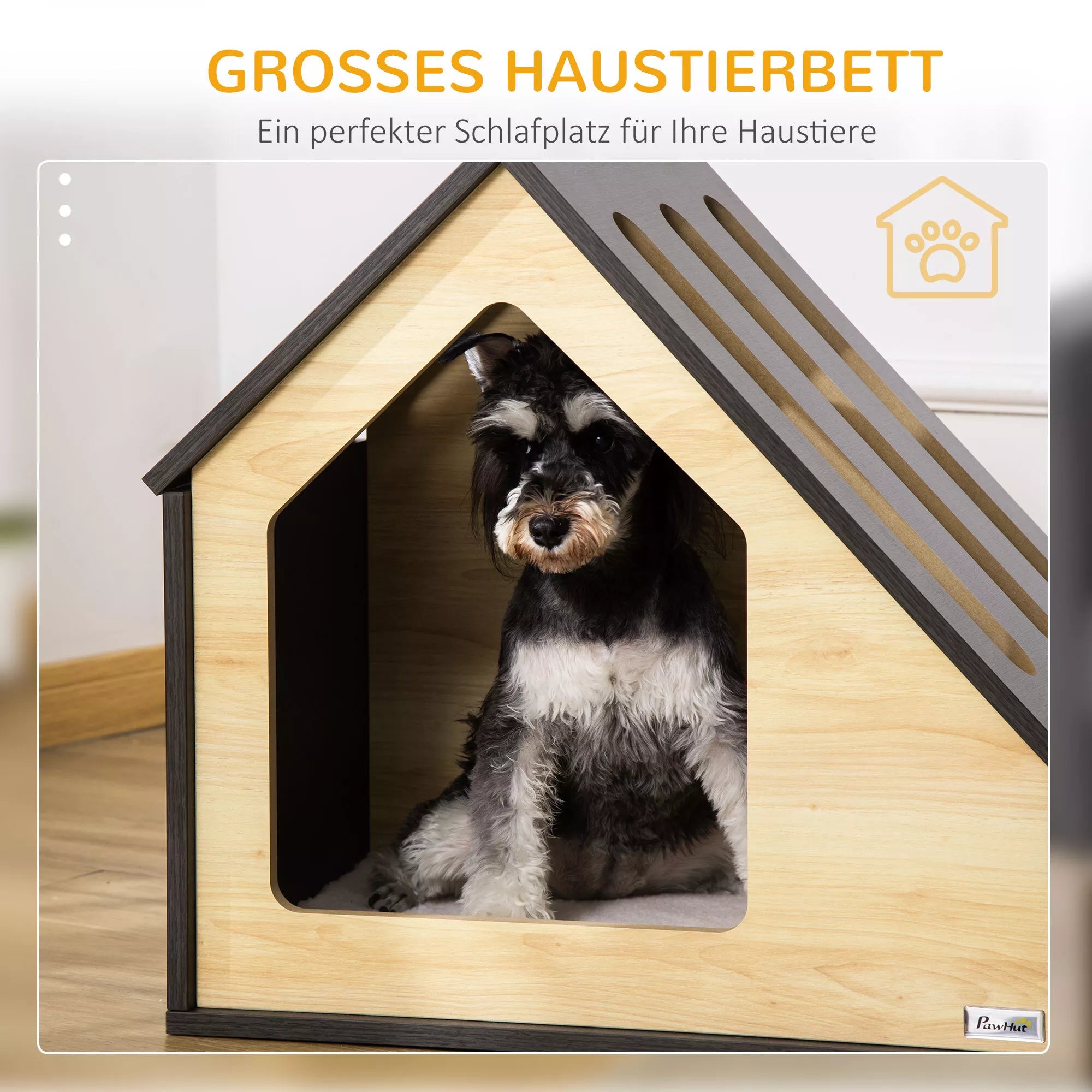 Šunų namelis su pagalve, vidinis, iki 8 kg, rudas, 60 x 40 x 59,2 cm