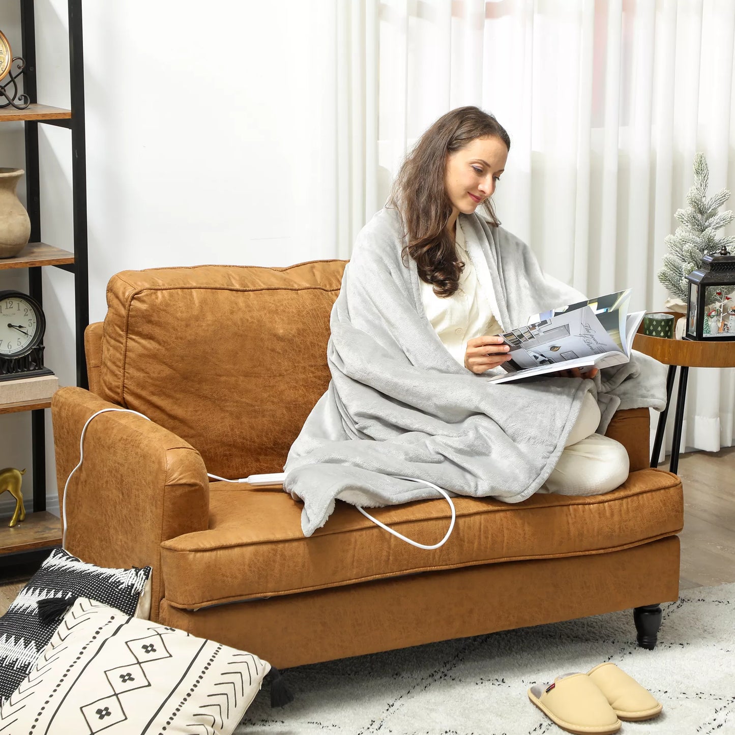 Elektrinė šildanti antklodė 180 x 130 cm su 10 šildymo lygių, 10 valandų laikmačiu, apsauga nuo perkaitimo, LED indikatoriumi