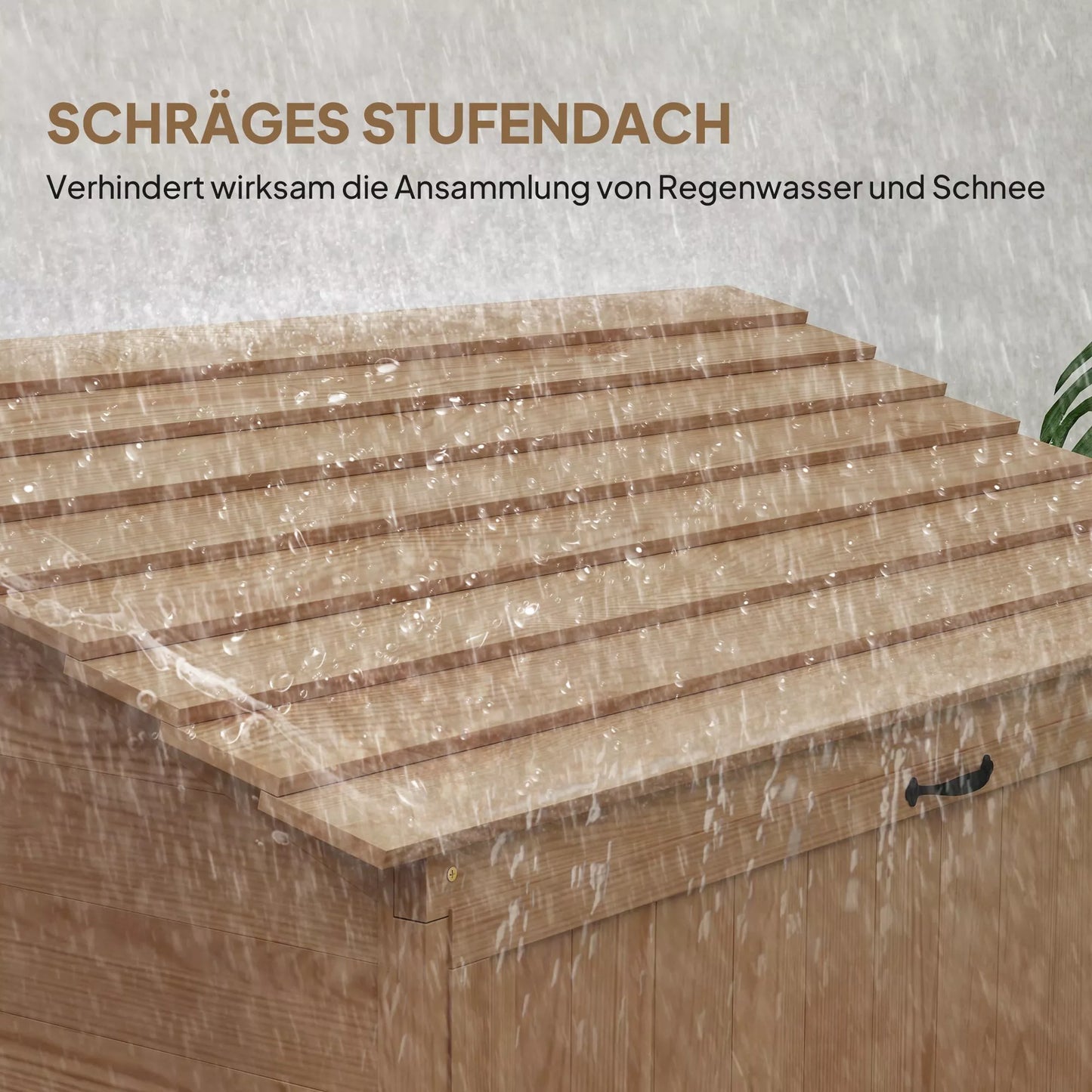 Sodo laikymo spintelė su išlankstomu stalu, įrankių spinta su stogu, 110 x 54 x 136 cm, eglės mediena, ruda