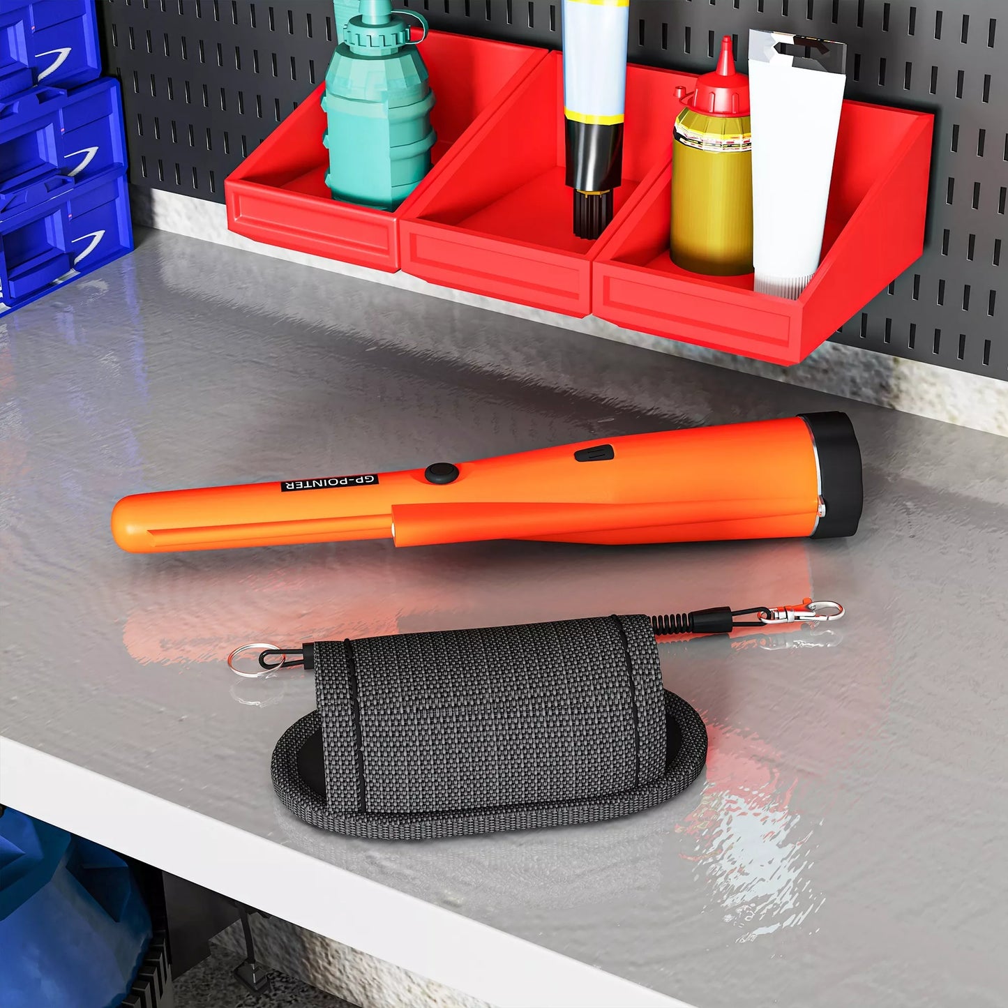 Metalo ieškiklis suaugusiems, nešiojamas aptikimo įrenginys su LED indikatoriumi, atsparus vandeniui, belaidis, oranžinis