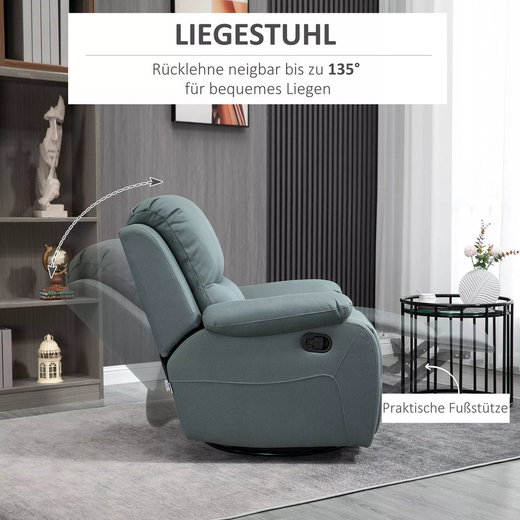 Atlošimo kėdė su reguliuojamu atlošimo kampu iki 135° 360 laipsnių pasukama 93 cm x 100 cm x 98 cm Plieninis rėmas Žalia