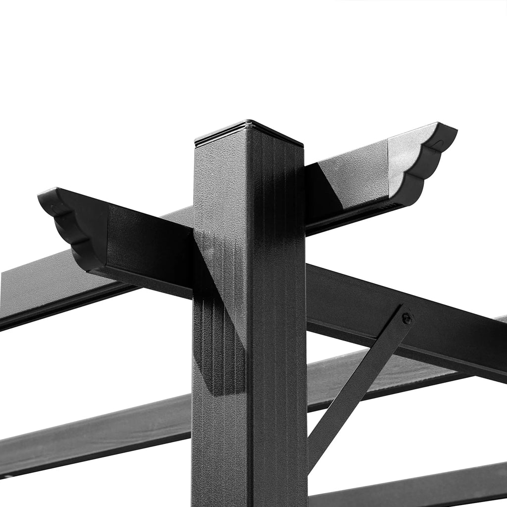 Pergola paviljonas su reguliuojamu audiniu stogu 3 x 4 m Terasos stogelis Aliuminio saulės apsauga Stogas Terasa Sodas Pilka+Ruda