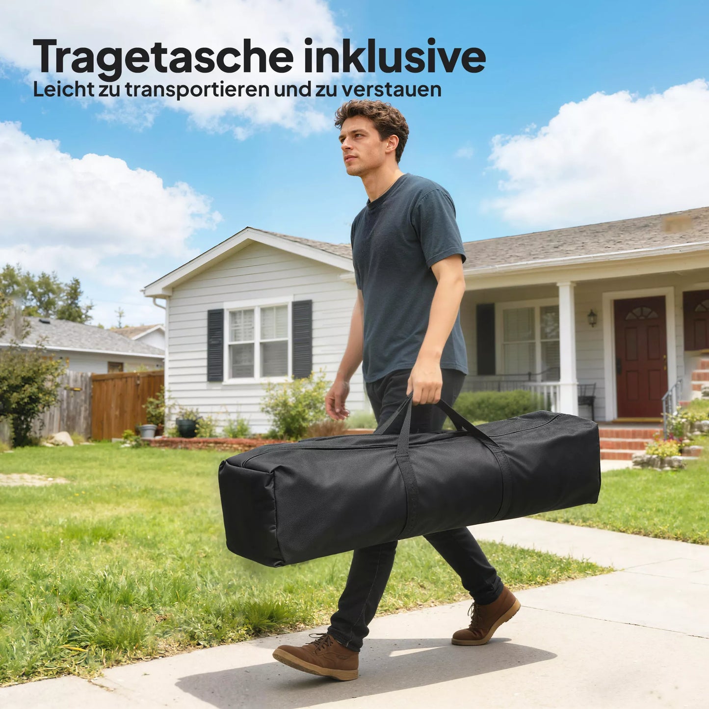 Paviljonas 3 x 3 m, atsparus vandeniui, reguliuojamo aukščio, išskleidžiamas, su 2 šoniniais elementais, UV 50+, sulankstomas, tamsiai mėlynos spalvos