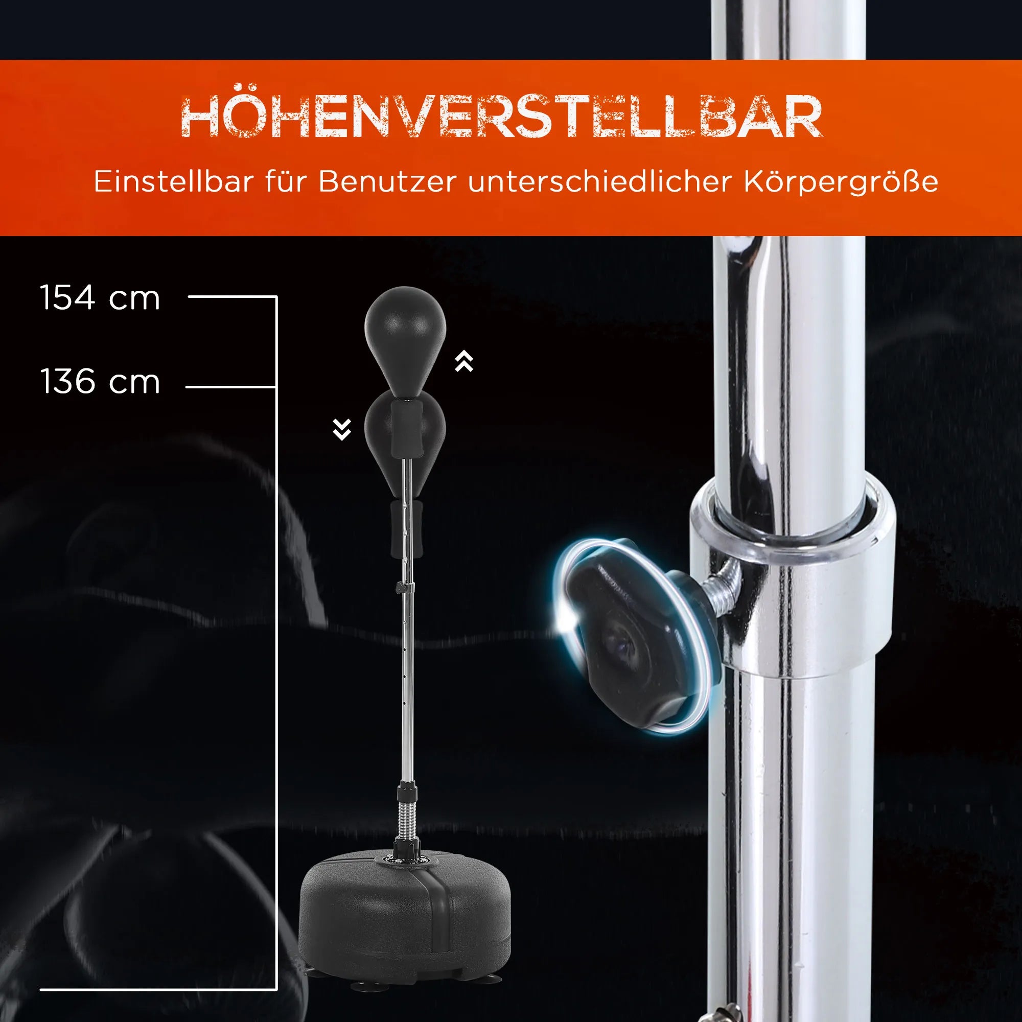 Punchingball Set Standbox treniruočių rinkinys 136–154 cm aukščio reguliuojamas su 1 pora pirštinių Tinka profesionalams ir pradedantiesiems Juodas