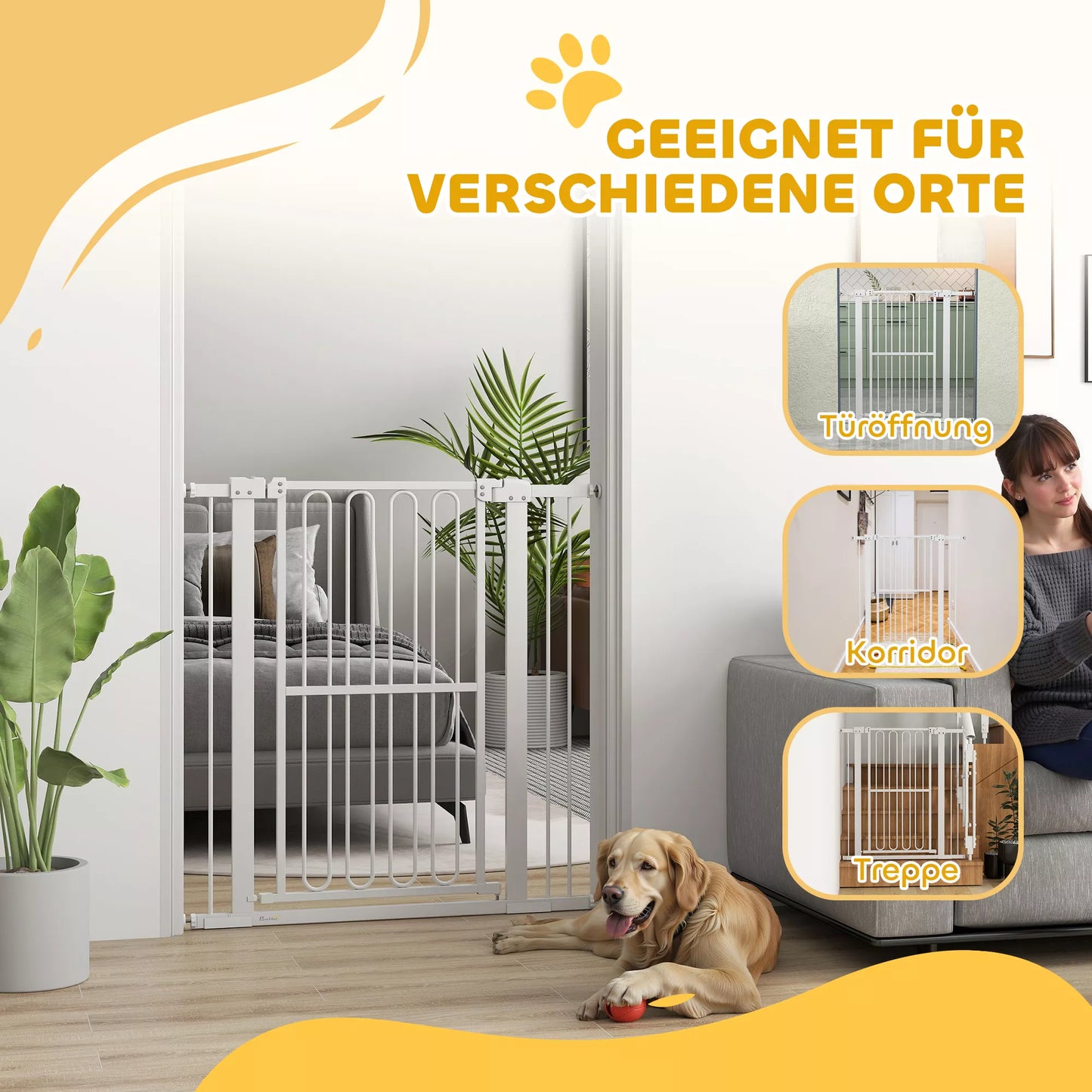 Apsauginiai varteliai šuniui, 76-104 cm, montuojami be gręžimo, varteliai laiptams