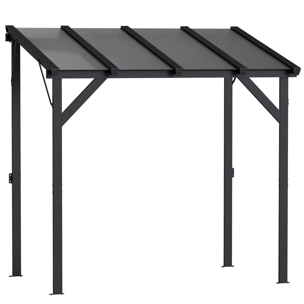 Grill paviljonas 2,44 x 1,48 m Sodo paviljonas su vienšlaičiu stogu, sodo pavėsinė su UV apsauga 50+ Tamsiai pilka