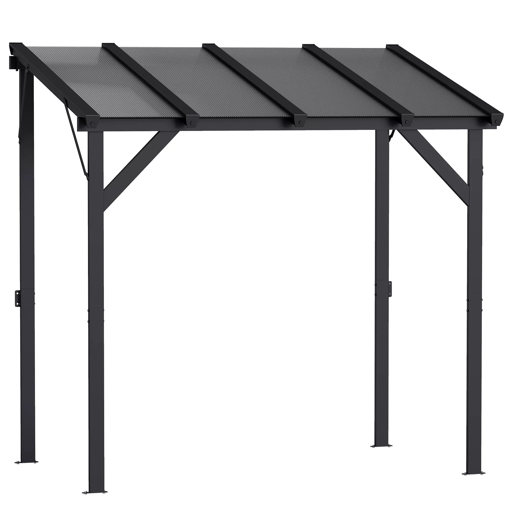Grill paviljonas 2,44 x 1,48 m Sodo paviljonas su vienšlaičiu stogu, sodo pavėsinė su UV apsauga 50+ Tamsiai pilka