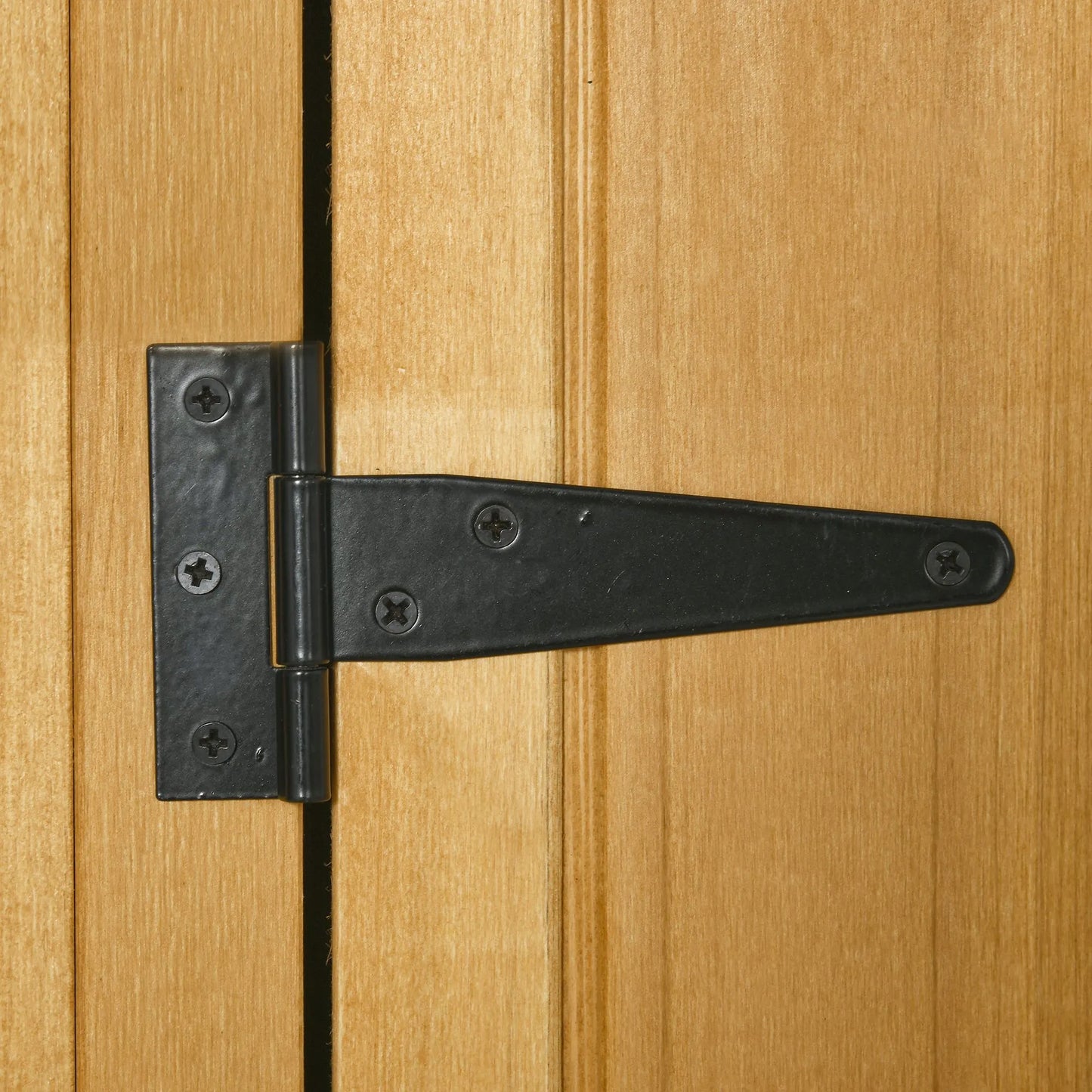 Sodo spintelė / namelis įrankiams su lentynomis, asfalto stogu, langu, medinis, geltonas+žalias, 77 x 54,2 x 179 cm