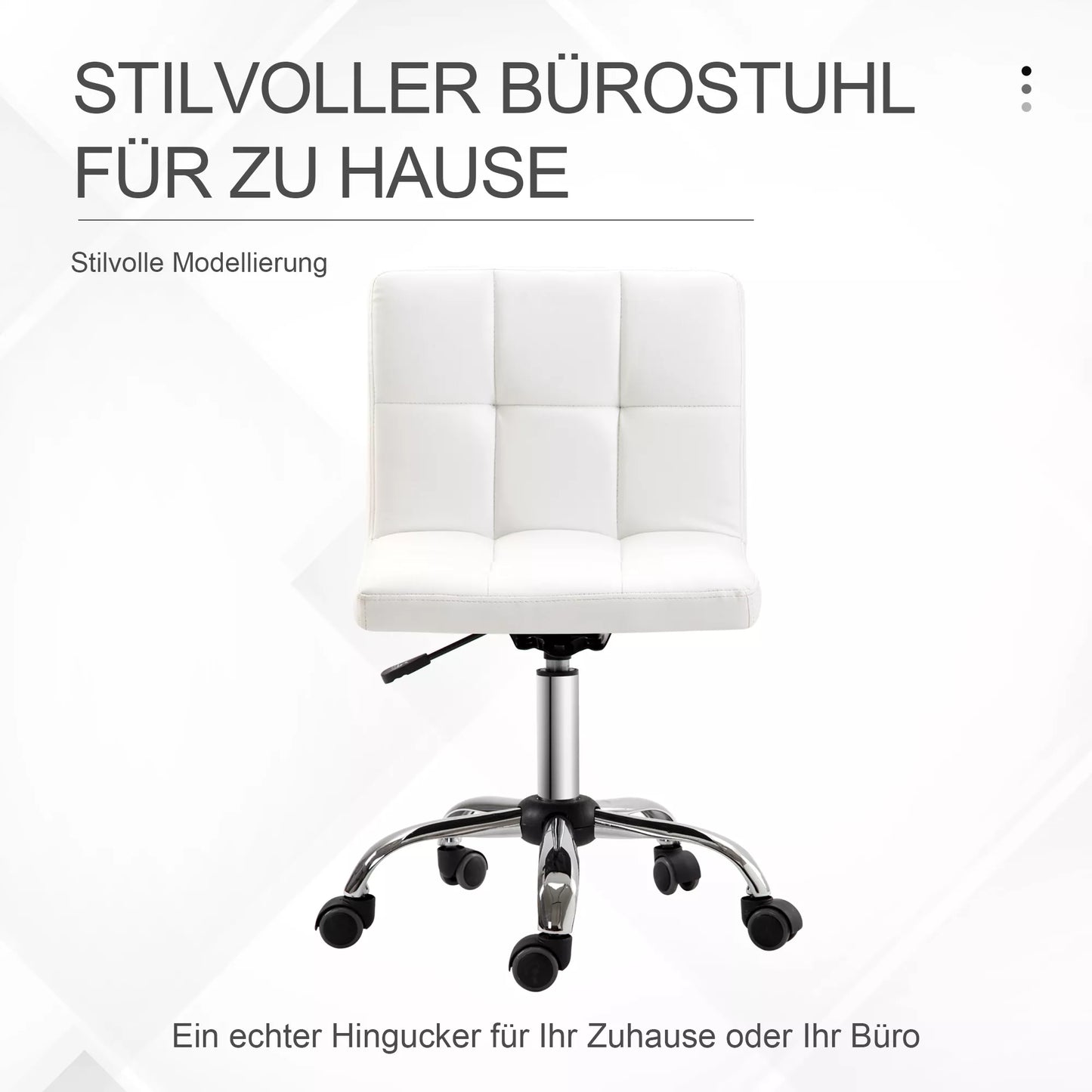 Biuro kėdė, pasukama kėdė, dirbtinė oda, plieninė konstrukcija, 5 ratukai, paminkštinta, balta