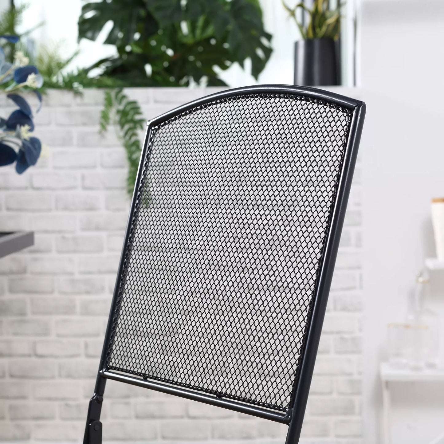 Sodo baldų komplektas 2 žmonėms, Bistro rinkinys, 1 stalas + 2 sulankstomos kėdės, Terasa, Balkonas, Metalas, Pilkas