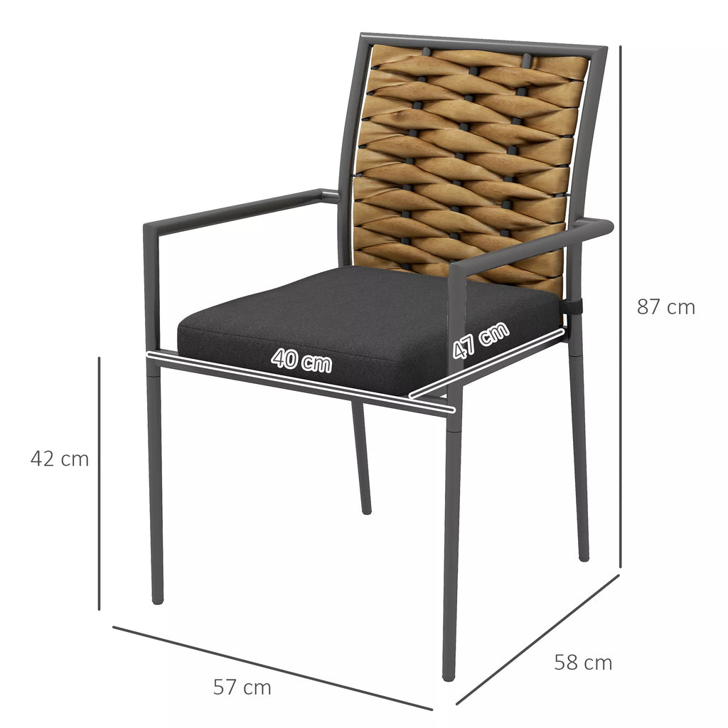 Lauko kėdžių komplektas Outsunny, 2 vnt., ruda-juoda-pilka