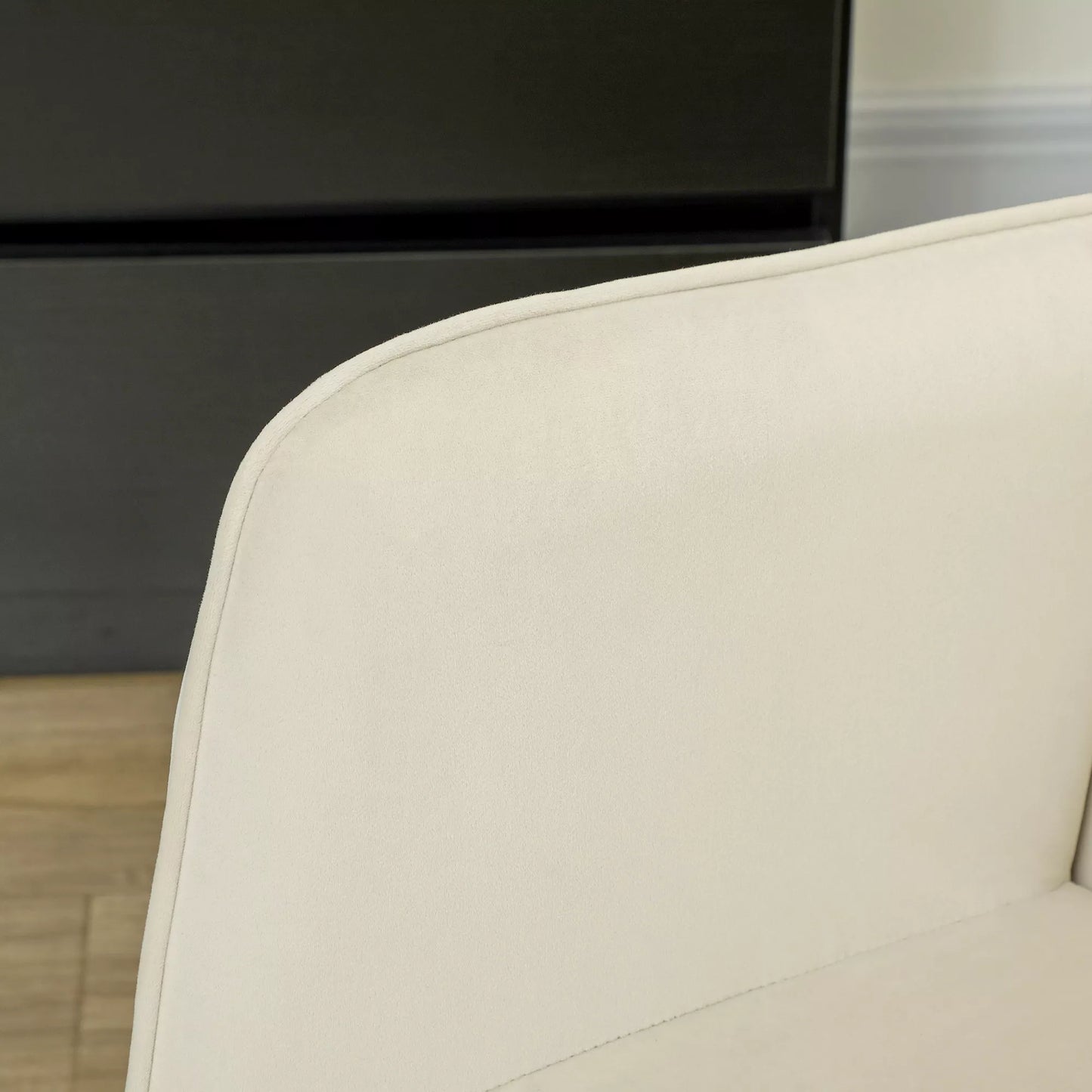 Supamas krėslas, storas paminkštinimas, platus atlošas, buko medienos/plieno rėmas, iki 120 kg, smėlio spalvos