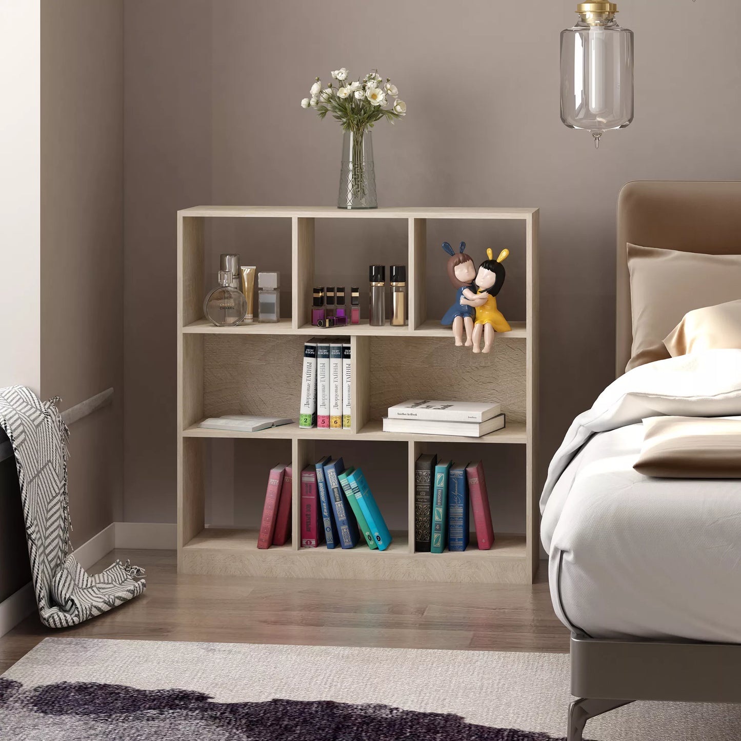 Pastatoma lentyna, 8 skyriai, 97,5 x 30 x 100 cm, ąžuolo išvaizda