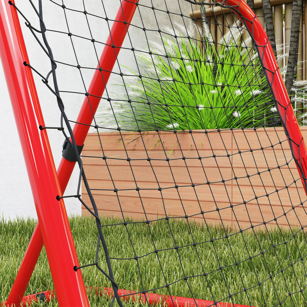 Futbolo atšokimo tinklas, sulankstomas, atšokimo siena, reguliuojamas 5 pakopomis, metalas, 78 x 84 x 65-78 cm, raudonas