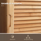 Bambuko rėmo infografika su savybių piktogramomis