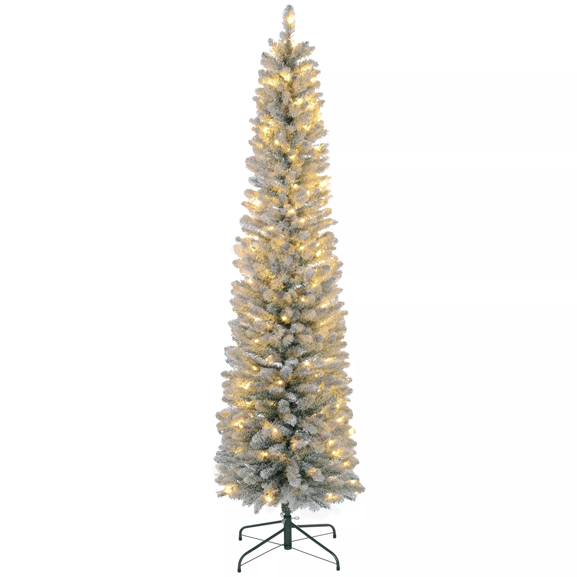 Kalėdų eglutė 210 cm, LED girlianda, dirbtinė, atspari ugniai, su metaliniu pagrindu, žalia