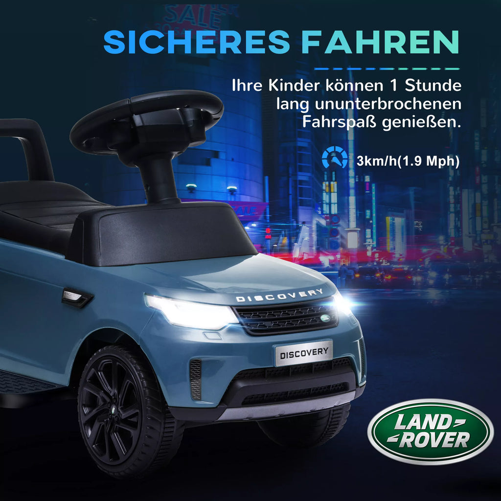 Elektrinis vaikų automobilis 6 V, „Land Rover“, važiavimo/stumimo režimas, žibintai, muzika, šviesiai mėlynos spalvos