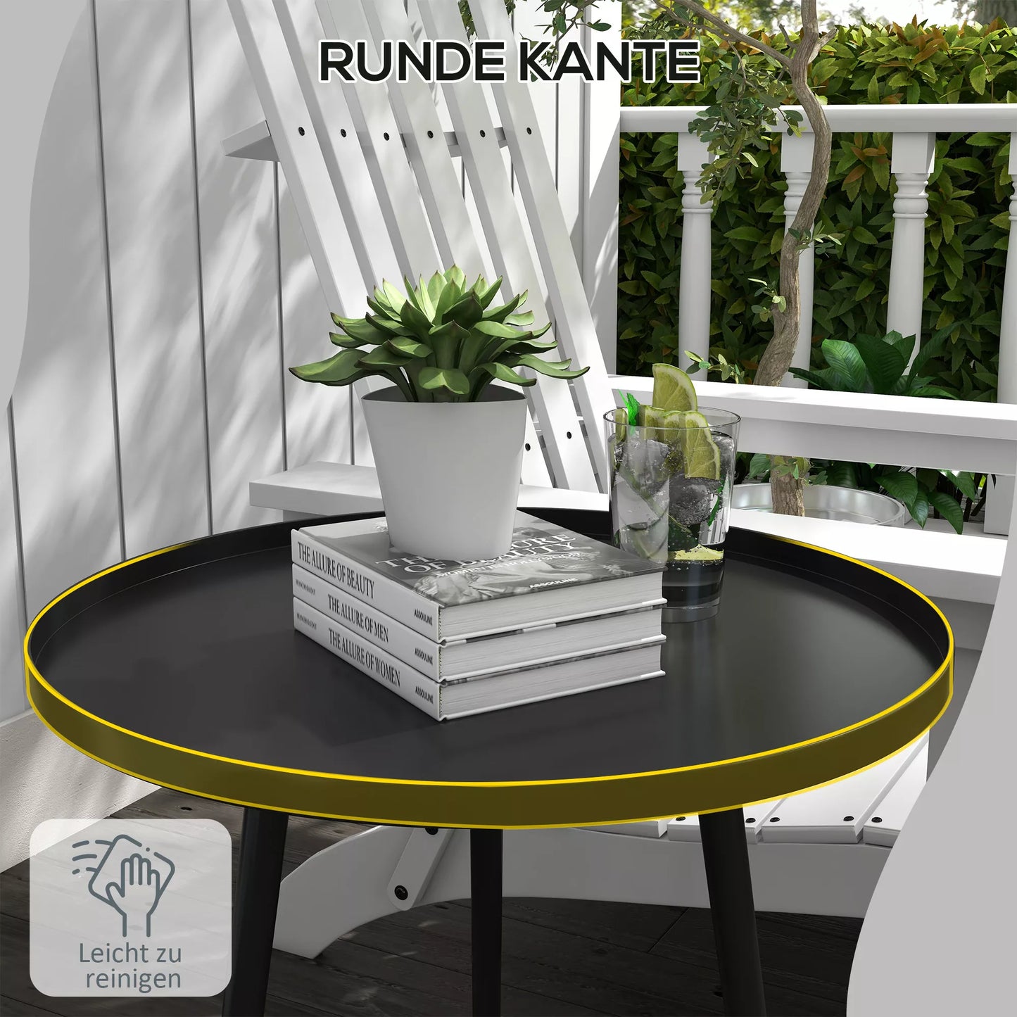 Lauko staliukas, sodo staliukas, apvalus terasos staliukas, plienas, Ф40 x 50Hcm, juodas