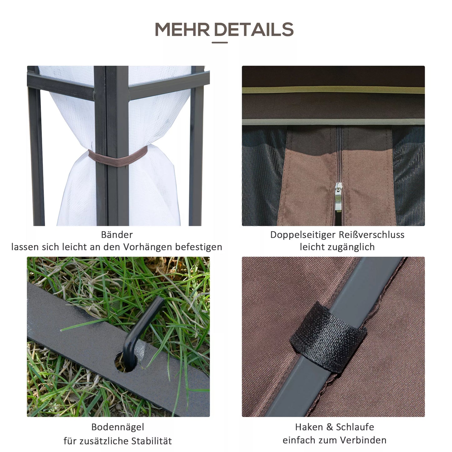 Pavilion Sodo paviljonas su moskitų tinklais šoninėmis sienomis, šventinis palapinė su dvigubu stogu, sodo palapinė Šventinė palapinė 2,97x2,97m