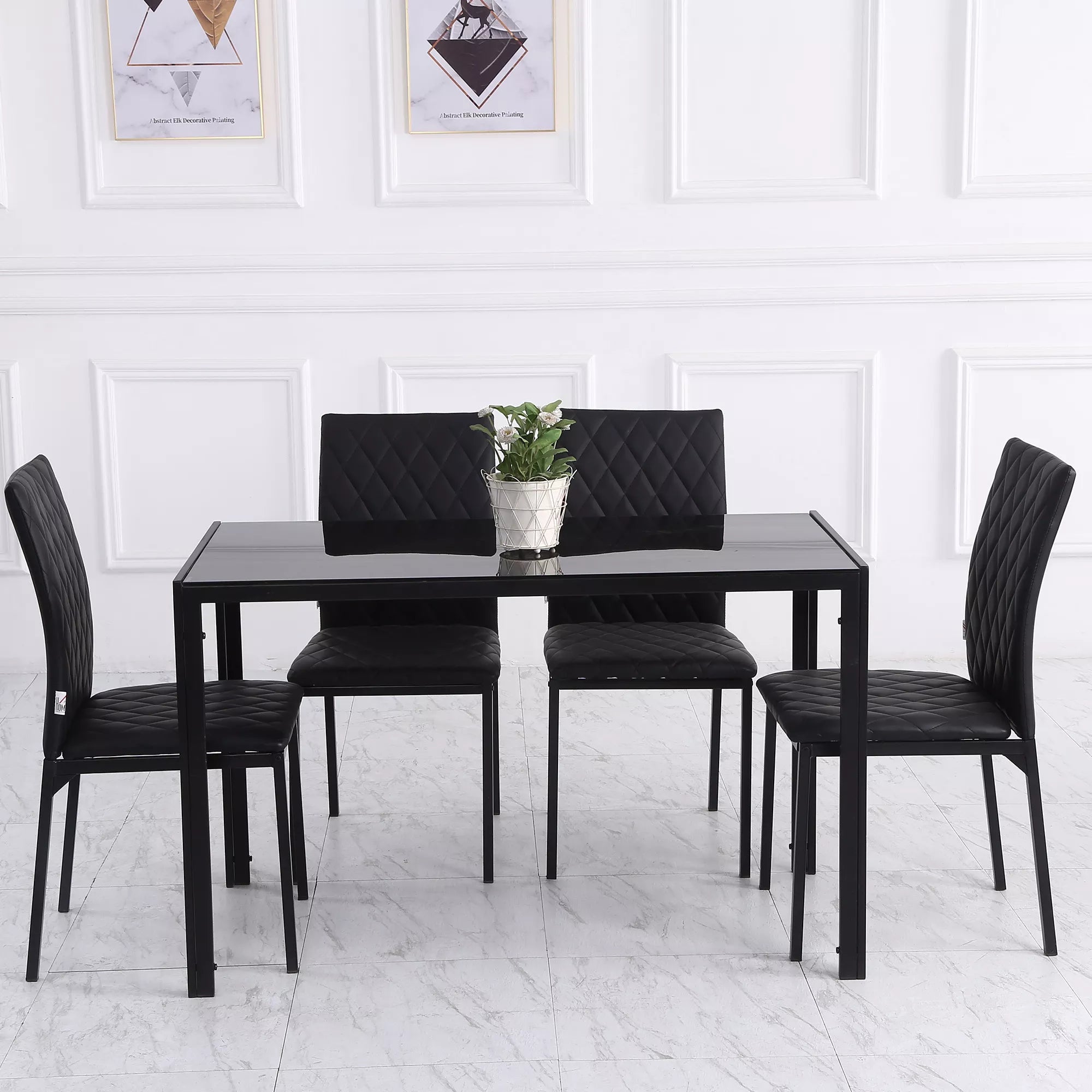 HOCMOM 4 vnt. kėdžių rinkinys Valgomojo kėdės Virtuvės kėdės 41 cm x 50 cm x 91 cm, juodos spalvos