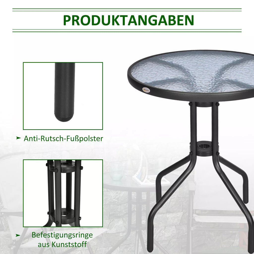 Sodo stalas Balkono stalas Bistro stalas Stiklinis stalas Pagalbinis stalas Metalas + saugus stiklas ∅60xH70cm