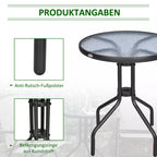 Sodo stalas Balkono stalas Bistro stalas Stiklinis stalas Pagalbinis stalas Metalas + saugus stiklas ∅60xH70cm
