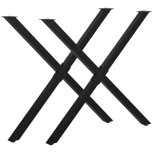 2 vnt. Plieninės stalo kojos / atramos, skirtos valgomajam stalui, rašomajam stalui, kavos staliukui, stalo pagrindas, X formos, juodos, 72 cm