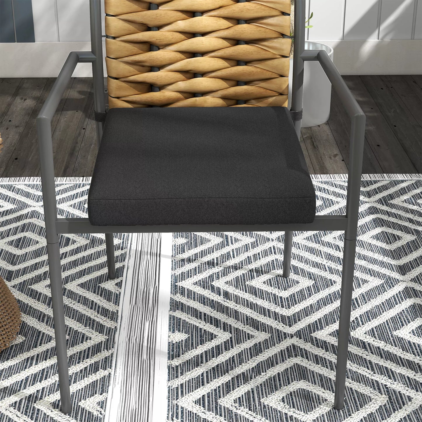 Sodo kėdės, lauko kėdės, terasos kėdės, atsparios oro sąlygoms, modernaus dizaino, 57 x 58 x 87 cm, Ruda+Juoda+Pilka