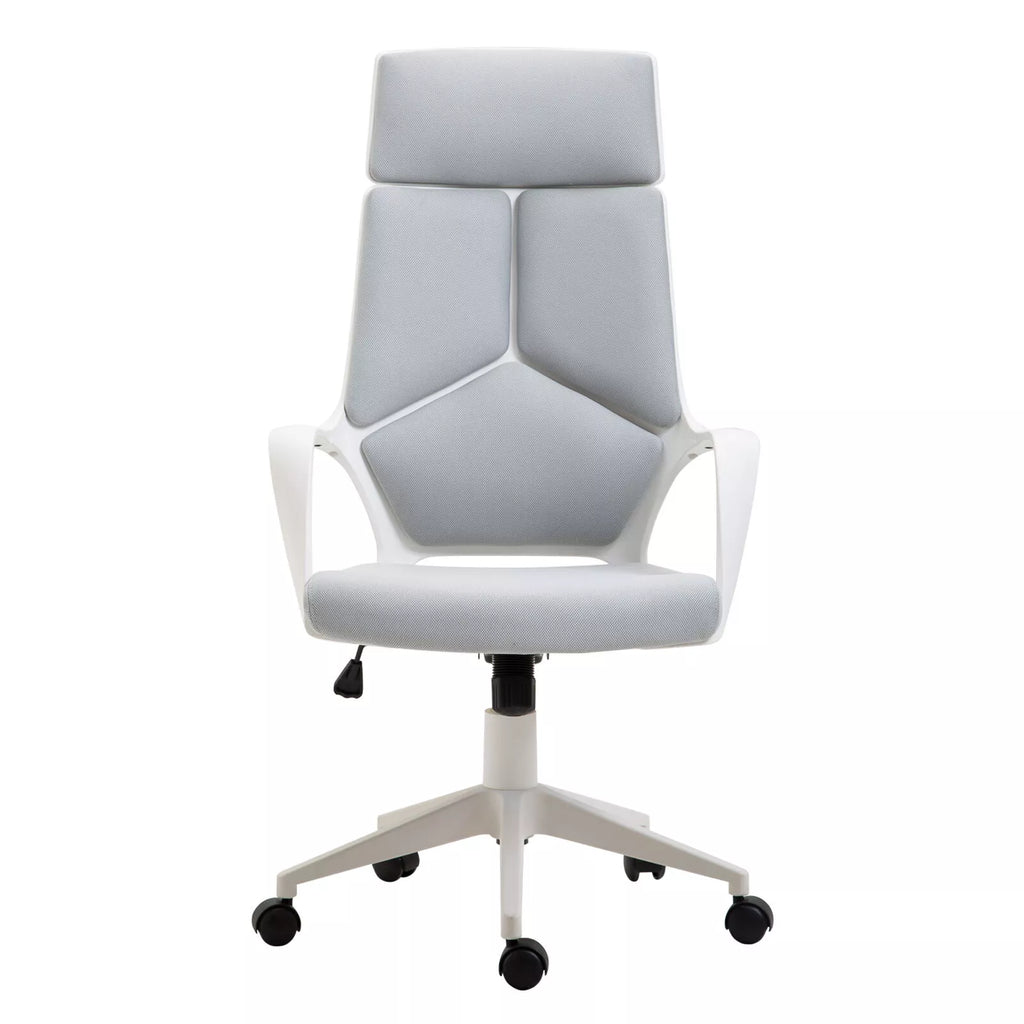 Ergonomiška biuro kėdė, tinklinė medžiaga, reguliuojamas aukštis, sukiojama, su ratukais, pilka + balta