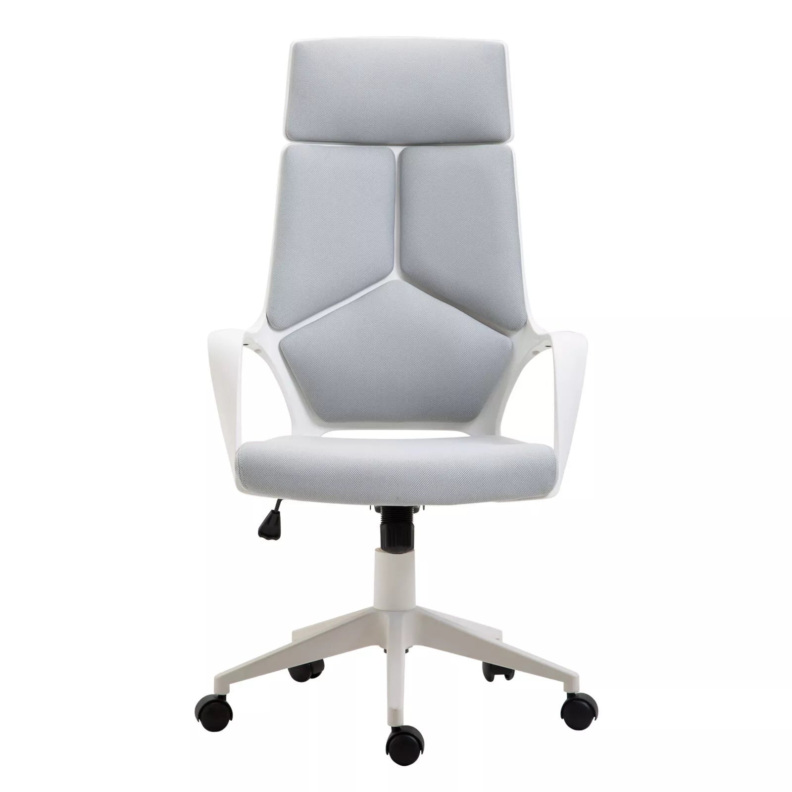 Ergonomiška biuro kėdė, tinklinė medžiaga, reguliuojamas aukštis, sukiojama, su ratukais, pilka + balta