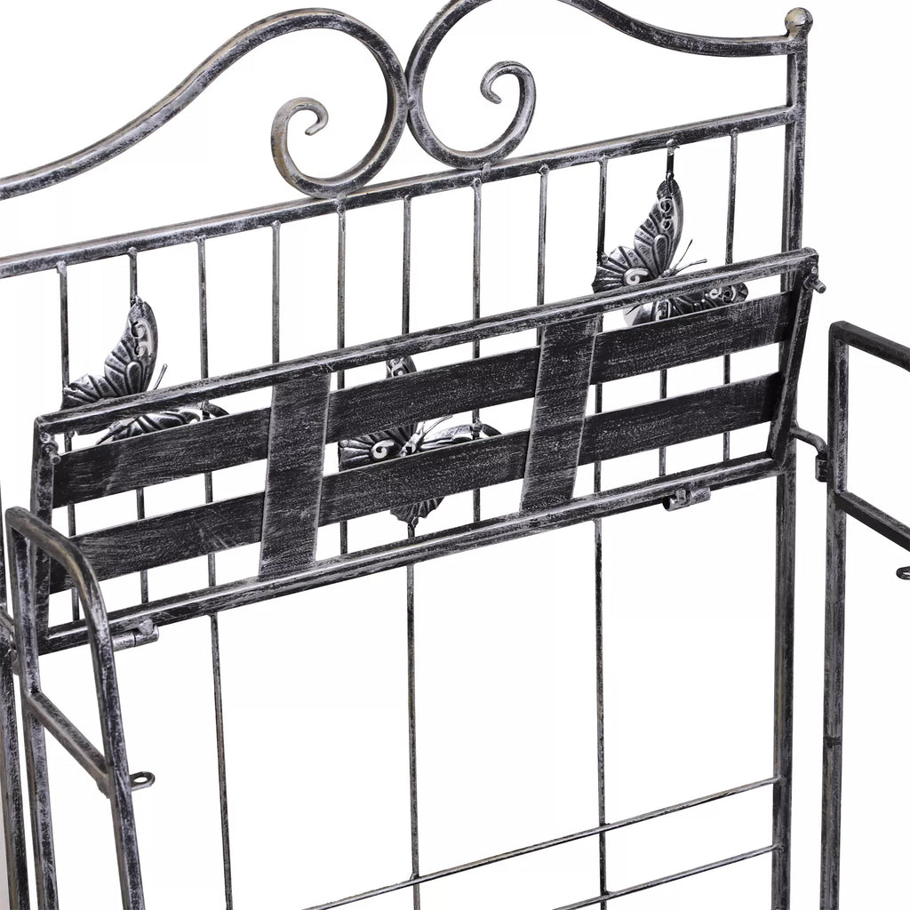 Augalų stovas Augalų stovas Gėlių stovas Gėlių laiptai Sodo stovas 3 lygiai Metalo sidabrinės spalvos 44 x 25 x 96 cm