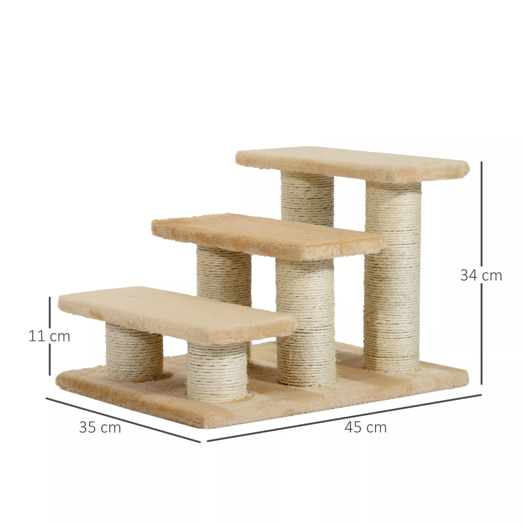 Schema su gyvūnų laiptų matmenimis: 45 × 35 cm, aukštis 34 cm