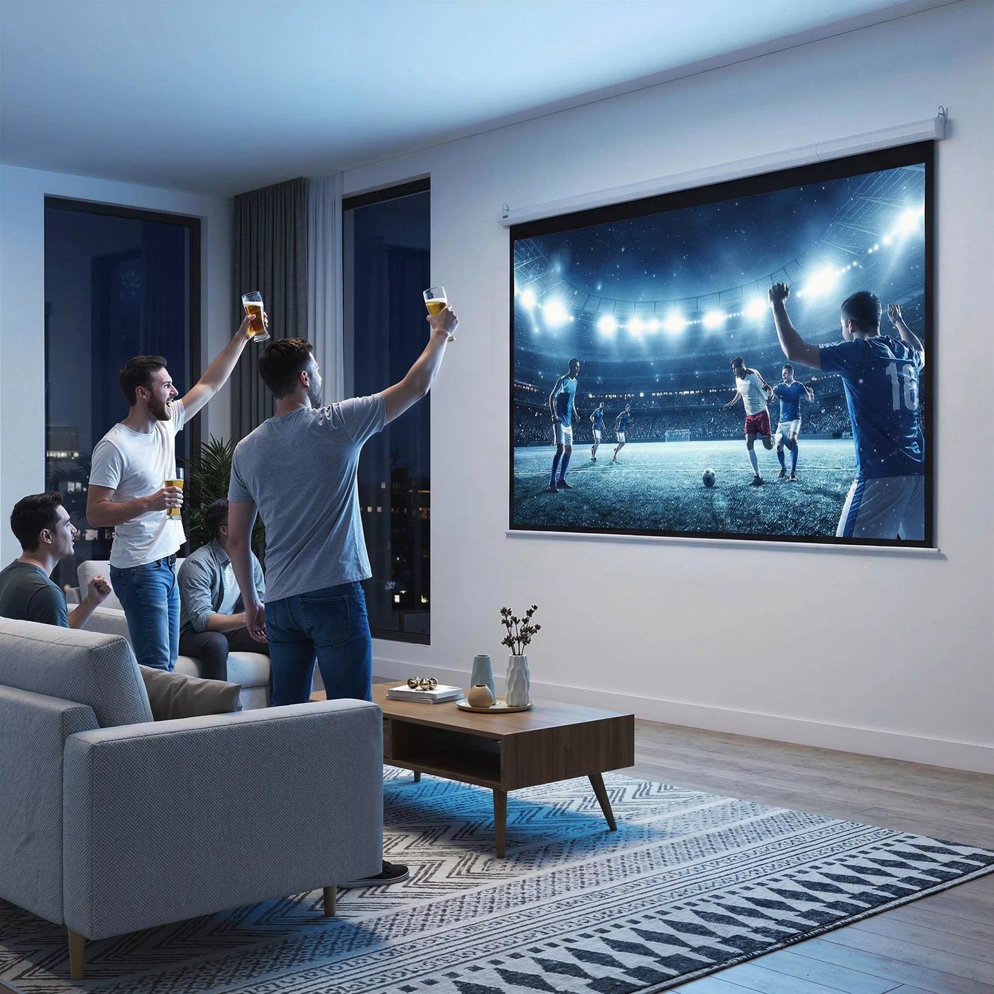 Projektoriaus ekranas, projekcijos ekranas, 100 colių, 4:3, 203x152 cm, baltas