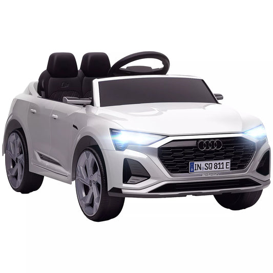 Elektrinis vaikų automobilis, 12 V „Audi Q8“, 3–5 km/h, nuotolinis valdymas, žibintai, muzika, baltas