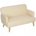 Dvivietė sofa, kompaktiška, odai draugiškas apmušalas, iki 240 kg, 130x74x79 cm, kreminė balta