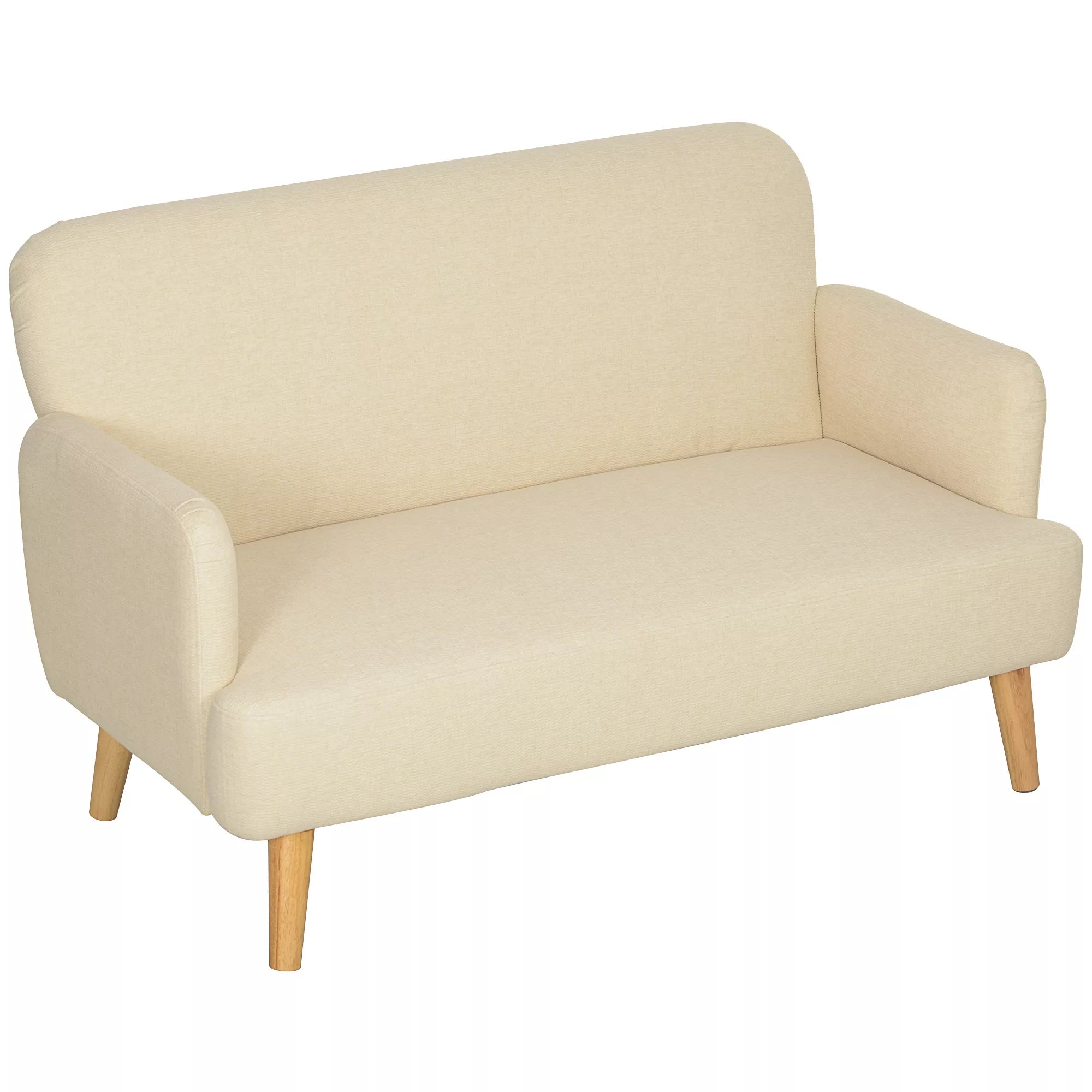Dvivietė sofa, kompaktiška, odai draugiškas apmušalas, iki 240 kg, 130x74x79 cm, kreminė balta