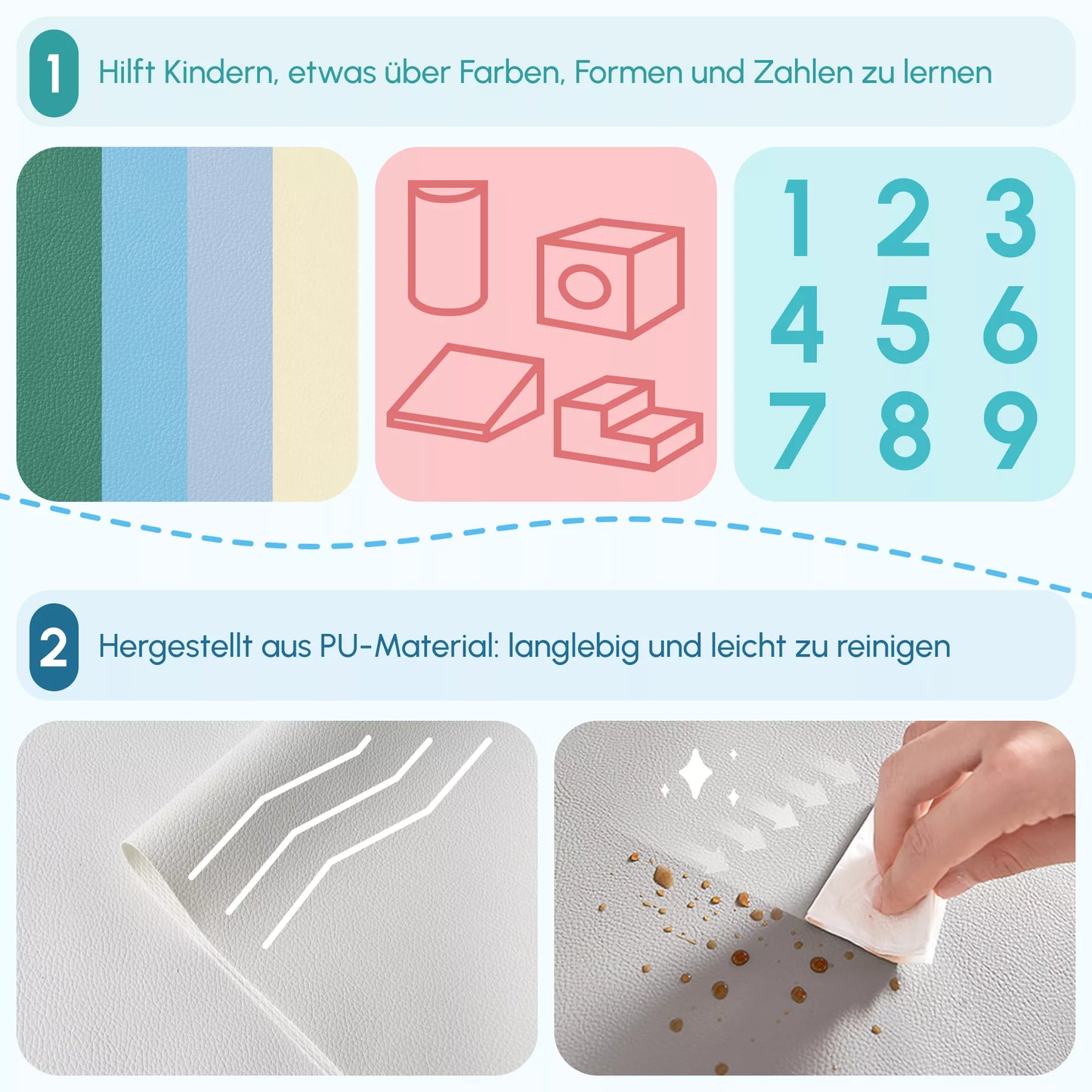 4 vnt. putplasčio blokelių rinkinys, lengvai valomas, minkštas užpildas, putplasčio blokai 1-3 metų vaikams, EPE, šviesiai pilka+mėlyna+žalia, 150 x 50 x 39 cm