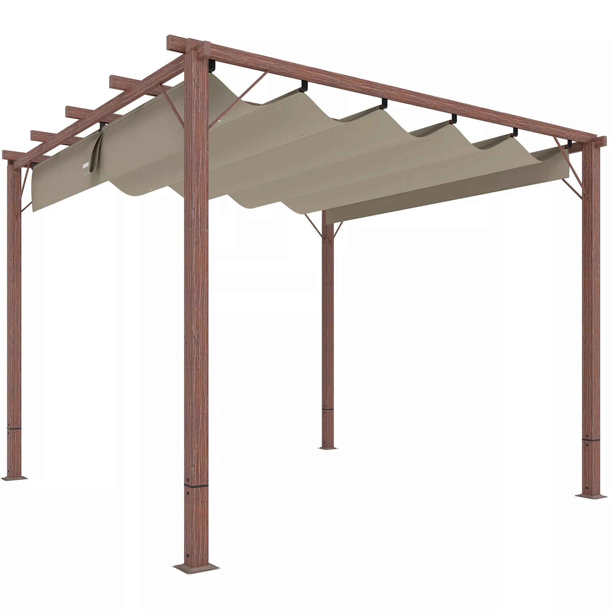 3 x 3 m sodo pergola, reguliuojamas terasos stogas, aliuminio rėmas, UPF30+ apsauga nuo saulės, natūralus medis