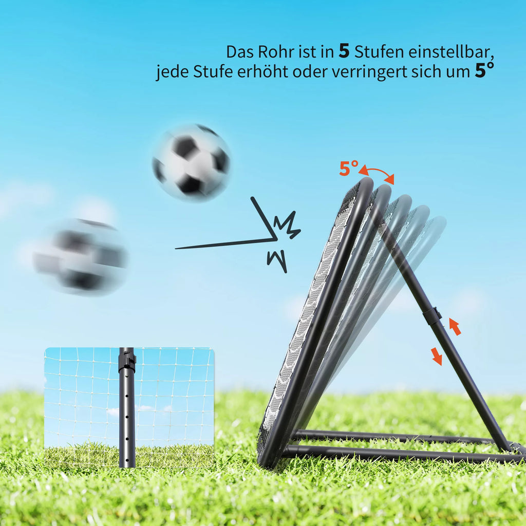 Futbolo atšokimo siena, 78 x 84 cm, su kaiščiais, reguliuojama 5 pakopomis, nešiojama, atšokimo vartai, futbolo vartai paaugliams, futbolo treniruočių reikmenys beisbolo treniruotėms, balti