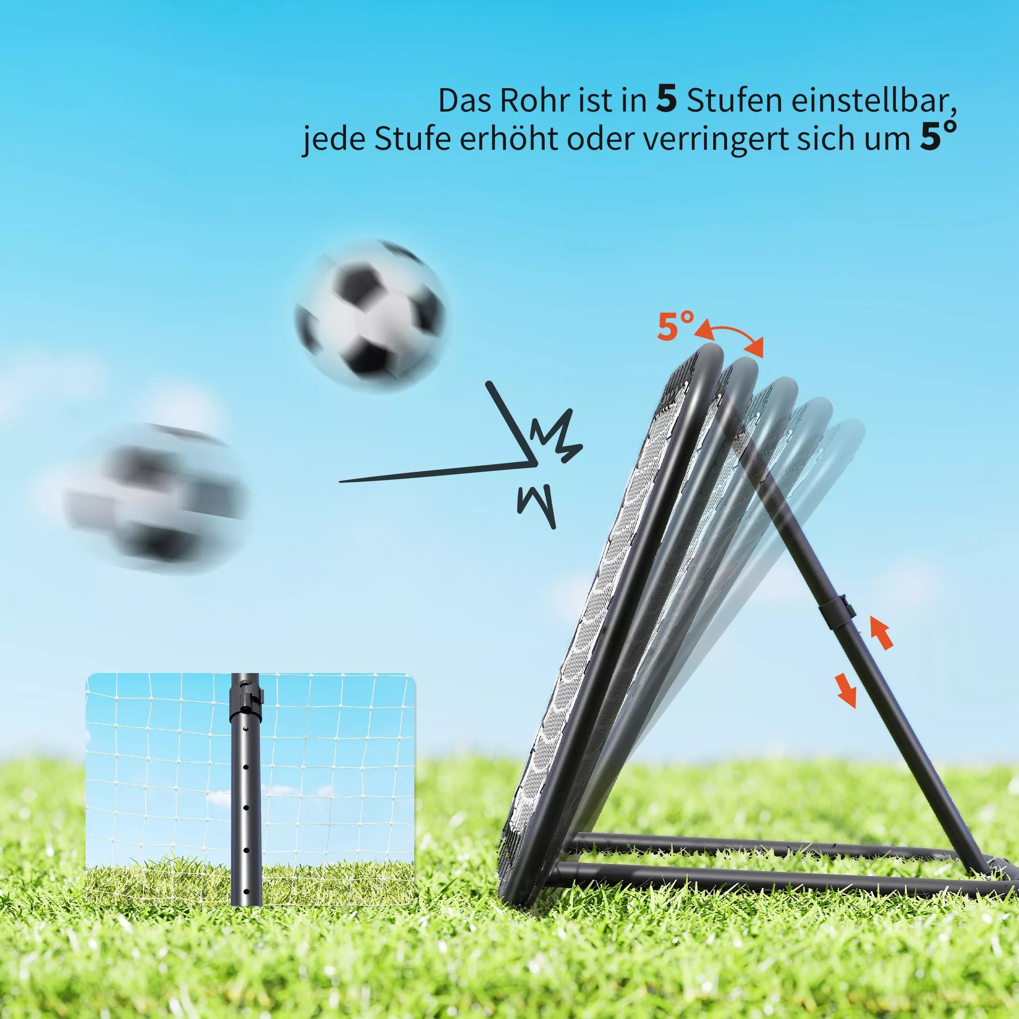 Futbolo atšokimo siena, 78 x 84 cm, su kaiščiais, reguliuojama 5 pakopomis, nešiojama, atšokimo vartai, futbolo vartai paaugliams, futbolo treniruočių reikmenys beisbolo treniruotėms, balti