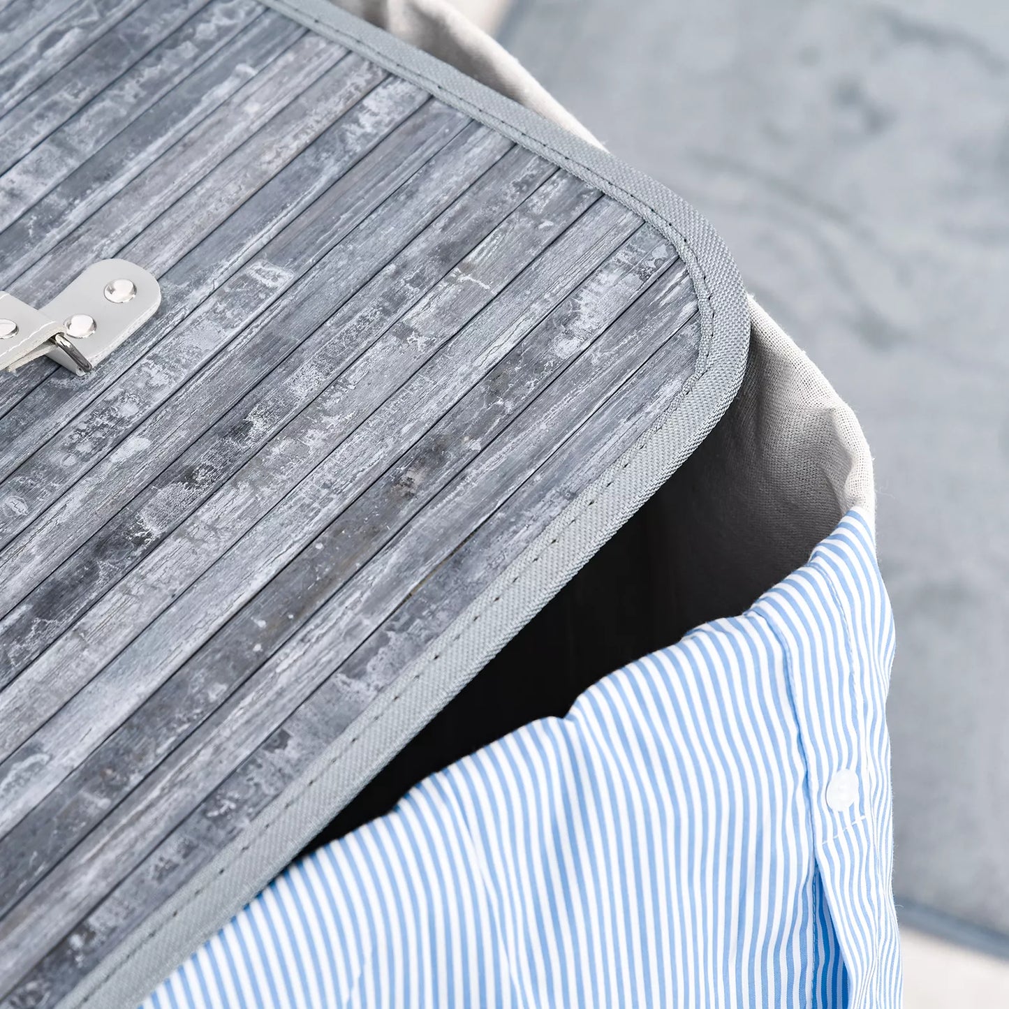 Siauras skalbinių krepšys su dangčiu 72L, skalbinių surinktuvas su rankena, nuimamu skalbinių maišu, skalbinių dėžė skalbyklai, miegamajam, vonios kambariui, pilkas