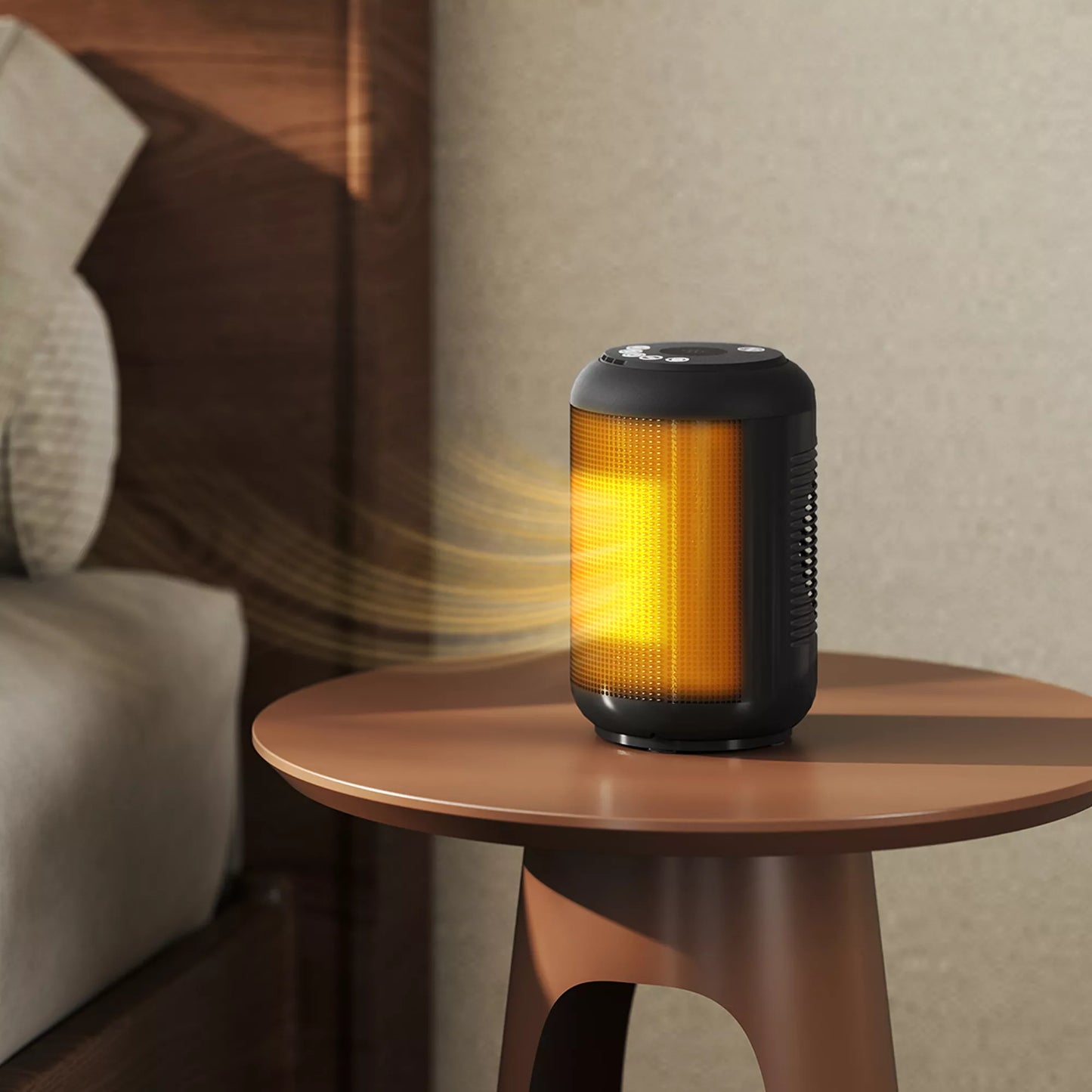 Ventiliatorinis šildytuvas, 1500 W ventiliatorinis šildytuvas su 3 režimais, 24 valandų laikmatis, apsauga nuo apvirtimo ir perkaitimo, 14 x 14 x 21,5 cm, juodas