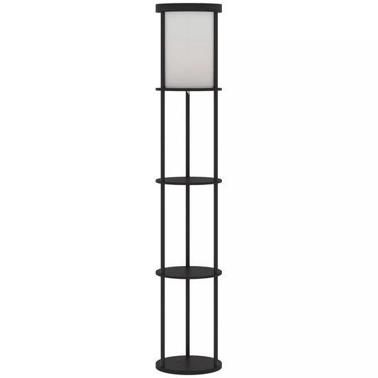 Stovas su 3 lentynomis, apvalus dizainas, nuotolinio valdymo pultas, pėdos jungiklis, reguliuojamas šviesos šilumas, skirtas svetainei, juodos spalvos