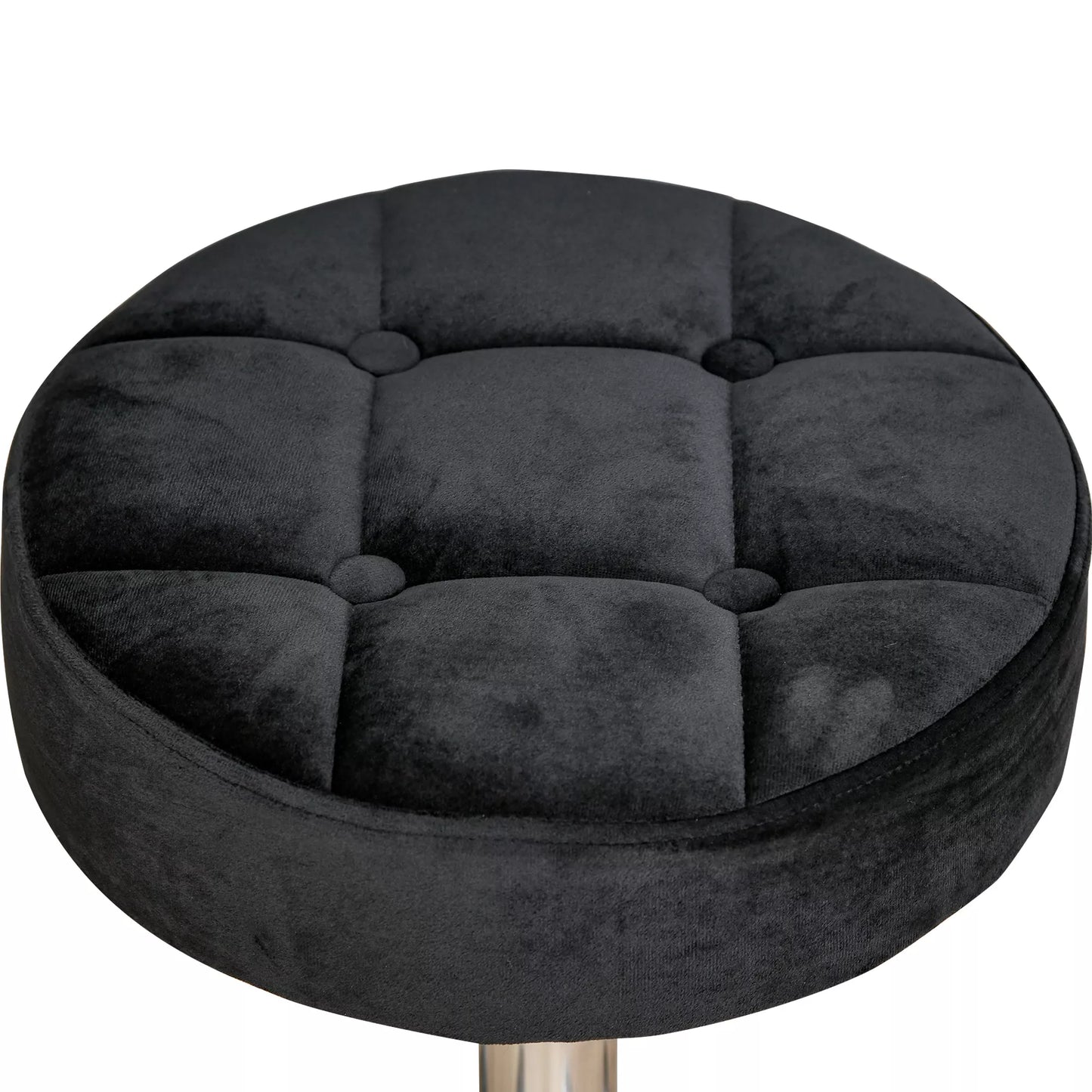 Salono pufas, reguliuojamo aukščio, su velveto imitacijos apmušalu, Ø35 x 49-61 cm, juodos spalvos