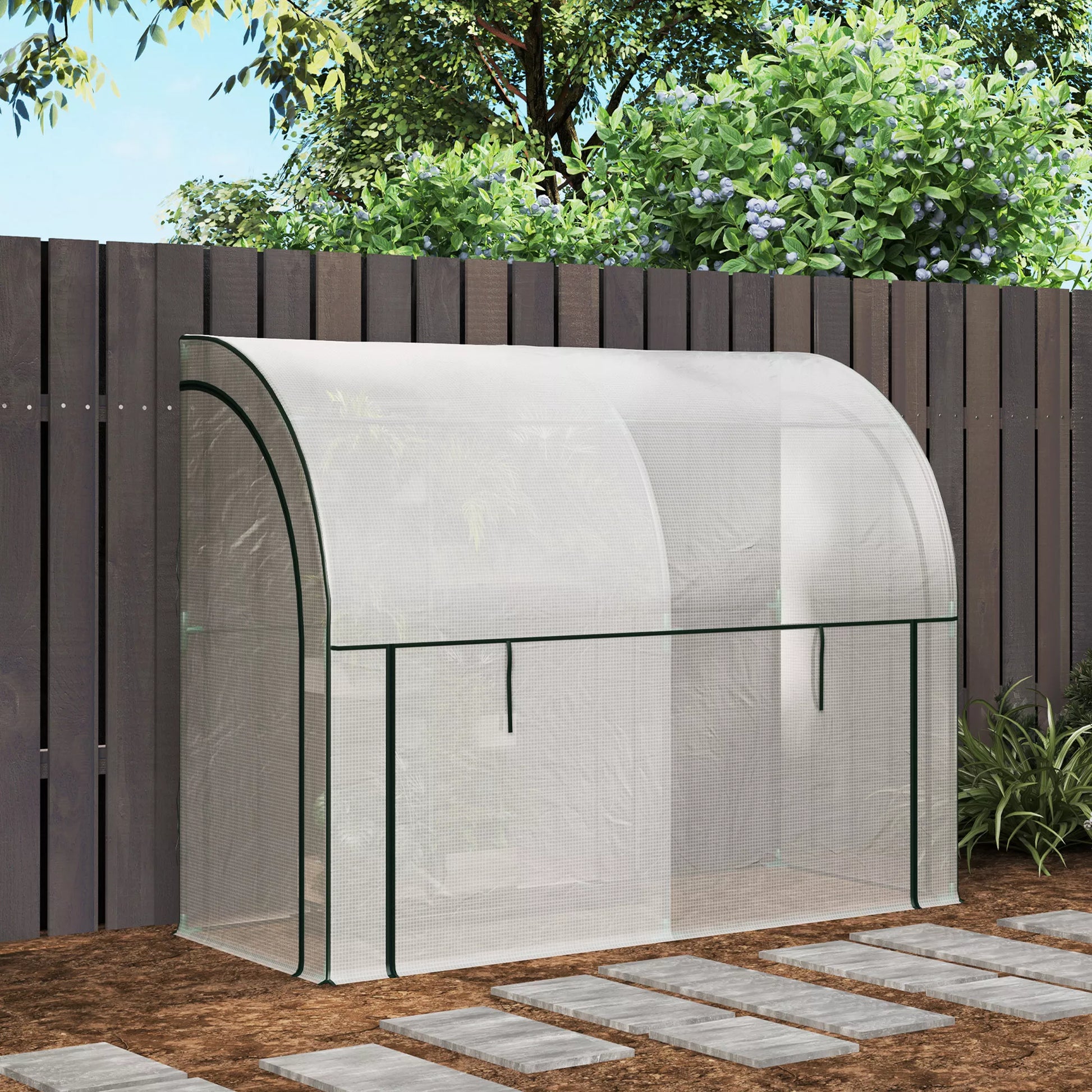 Sieninis šiltnamis, prieinamas augalų namelis, plastikinė danga, 300 x 80 x 157 cm, baltas