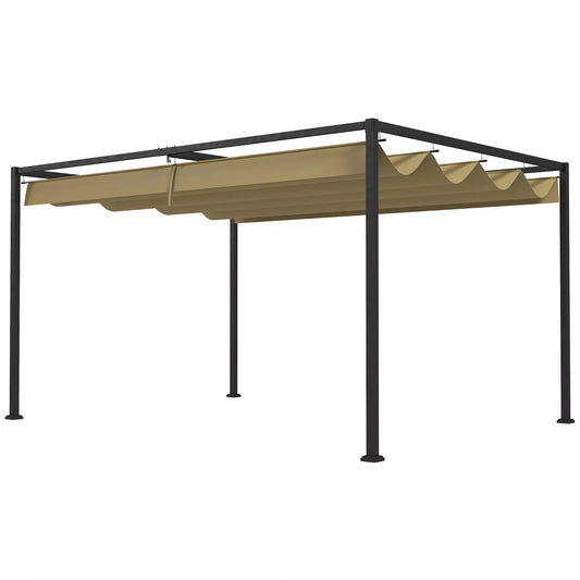 Pergola, tvirta saulės apsauga sodui, balkonui, terasai, pagaminta iš metalo ir plastiko, atspari UV spinduliams ir vandeniui, chaki spalvos