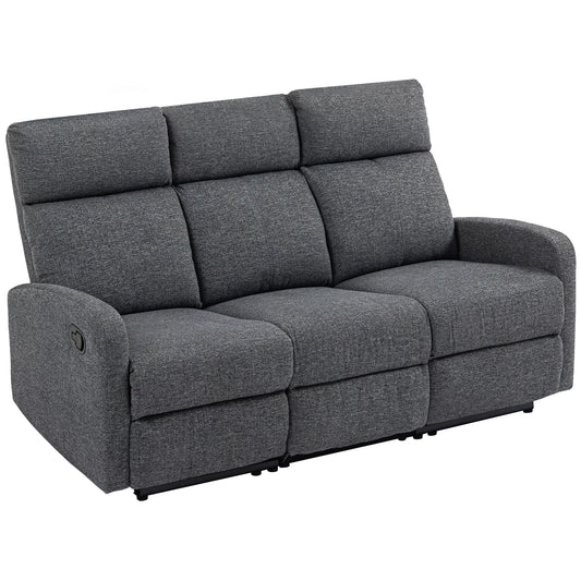 3 vietų sofa, individualiai reguliuojamos atlošos, kojų atrama, audinio apmušalas, metalas, pilka