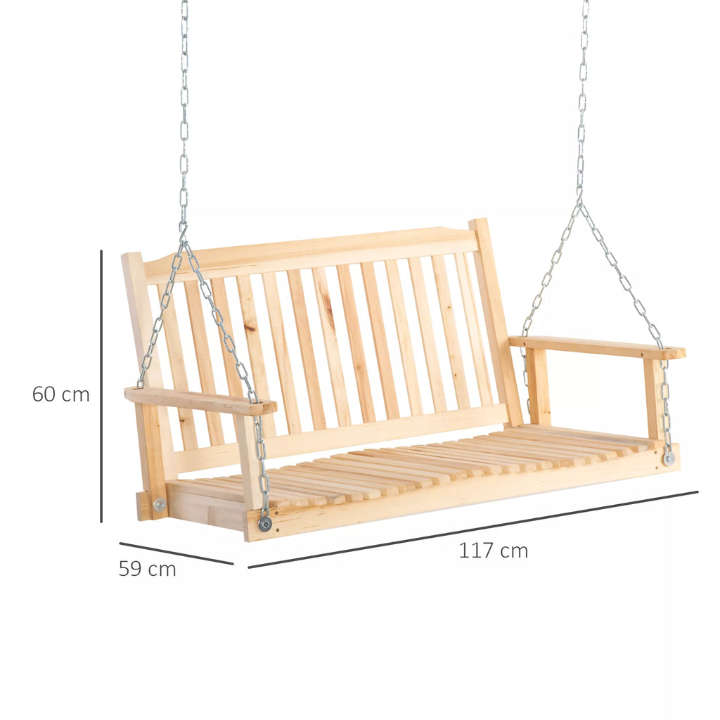 Sodo sūpynės 2 asmenims Sūpynės suoliukas Pakabinamas suoliukas Masyvi mediena Patio terasa Kiemas Gamta 117 x 69 x 60 cm