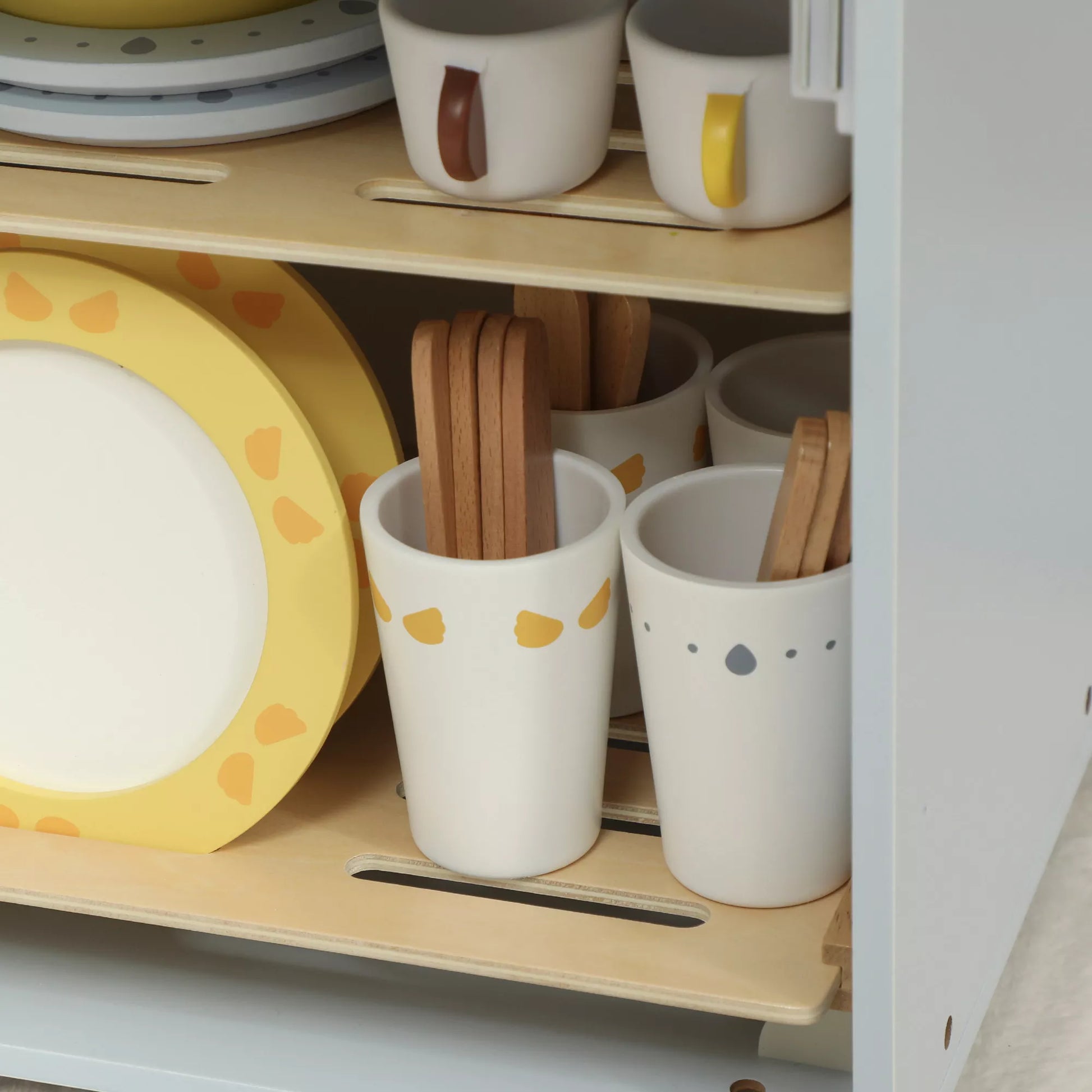 Indų plovimo rinkinys, medinė indaplovė vaikams, 32 priedai, MDF, vaikams nuo 3 metų, šviesiai mėlyna